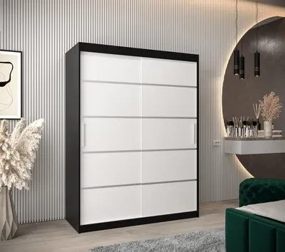 Produktbild von Kleiderschrank ENNI – Breite 150 cm, schwarz / weiß
