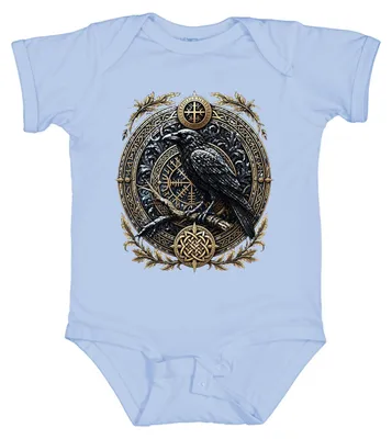 Productafbeelding van Wikinger, Rabe-runen, Vegvisir-kompas, Odin, Walhalla, mythologie, babyromper, lichtblauw, maat 6/12