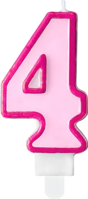Produktbild von Geburtstagskerze Zahl 4, rosa, 7cm