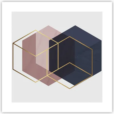 Produktbild von Poster - Poster ohne Rahmen - Sechsecke Modern Gold - 40x40 cm - Wand Bild - Wanddeko - Wandbilder - Kunstposter - Wandposter - Bilder - Kunstdruck - Wanddekoration - Wandbild - P2XAC40x40-4691