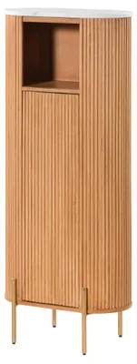 Produktbild von MASSIVMOEBEL24.DE Badschrank Mango 55x30x130 natur lackiert / Marmor weiß BARCELONA #554