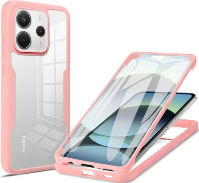 Produktbild von Schutzhülle für Xiaomi Redmi Note 14 4G, Eingebautem Displayschutz 360 Grad Komplettschutz Handyhülle Pink