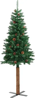 Produktbild von vidaXL Schlanker Weihnachtsbaum mit 300 LEDs mit Ständer Grün 210 cm