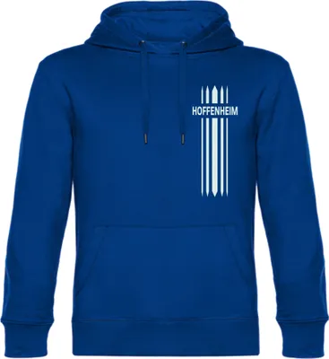 Produktbild von multifanshop Kapuzen Sweatshirt - Hoffenheim - Streifen, blau, Größe M