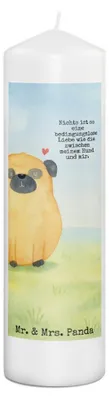 Produktbild von Mr. & Mrs. Panda Kerze Mops Design 29 x 8 cm XL - Weiß - Geschenk, Stumpenkerze, Liebe, Blockkerze, Wachskerze, Knuffig, Hund, Pure, Erinnerungslicht, Erinnerungskerze