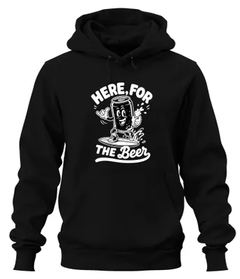 Zdjęcie produktu dla Bluza z kapturem "Here For The Beer Surfer", styl retro, nadruk "Trinkspruch", kolor czarny, rozmiar L