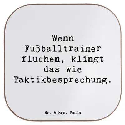 Produktbild von Mr. & Mrs. Panda Getränkeuntersetzer Spruch Fußballtrainer Taktik - Weiß - Geschenk, Teamgefühl, Taktikbesprechung Fluch, Humor, Berufsalltag, Untersetzer für Gläser