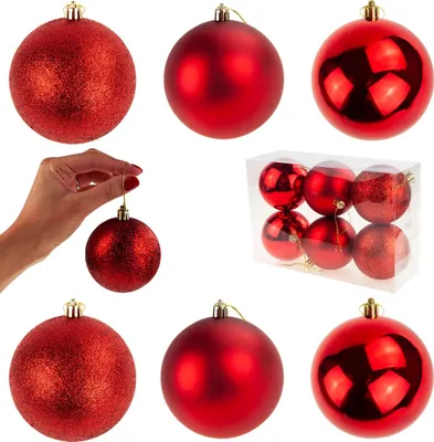 Obrázek produktu pro TG63172-3 sada červených krabiček na vánoční stromeček 6cm 6ks krabiček na vánoční stromeček bez vloček