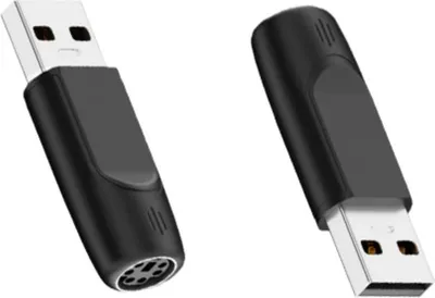 Produktbild von INF PS2 zu USB Adapter ABS schwarz Konverter für Tastatur Maus Pack of 2