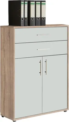 Produktbild von Aktenschrank TABOR in Eiche Sonoma / weiß matt mit zusätzlichen Schubkästen, Büroschrank, (BxHxT) 84,4x113,6x33 cm