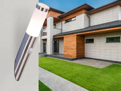 Produktbild von LED Außenwandleuchte aus Edelstahl mit Bewegungsmelder Hausbeleuchtung, H 40cm