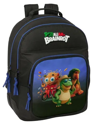 Productafbeelding van Safta Brainrot Rugzak, dubbel compartiment, 20 liter, zwart. Kinderen, zwart, one size