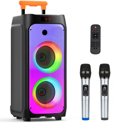 Produktbild von JYX-T8 Karaoke Lautsprecher – Tragbarer Party-Speaker mit kraftvollem Bass, 2 Mikrofonen & Lichteffekten
