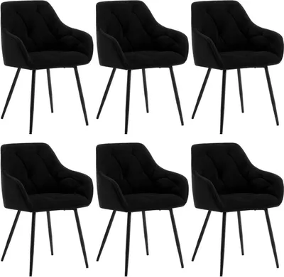 Produktbild von WOLTU Esszimmerstuhl, ergonomischer Sessel, aus Samt, Metallbeine : Schwarz 6 Farbe: Schwarz Stückzahl: 6