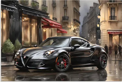 Produktbild von ARTland Wandbild Alu für Innen & Outdoor Mit einem Alfa Romeo 4C in Paris Größe: 90x60 cm