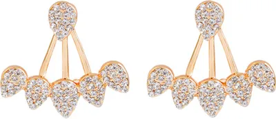 Produktbild von Frauen Chic Waterdrop Strass Vorne Hinten Ohr Jacke Piercing Ohrstecker-Golden