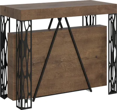 Image de ITYHOME - Console extensible 90x40/300 cm Kerpa noyer cadre anthracite