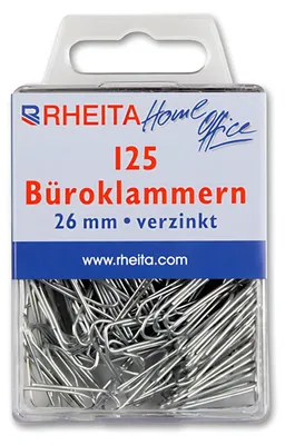 Produktbild von Rheita Büroklammern, 26 mm, vernickelt, 125 Stück in Klarsichtbox