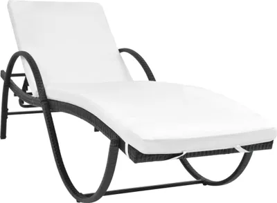 Produktbild von The Living Store Sonnenliege mit Auflage Poly Rattan Schwarz