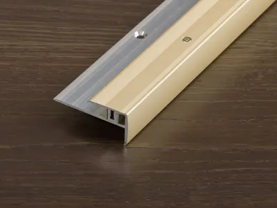 Produktbild von PROLINE Champagne 28 mm Treppenkantenprofil, Treppenschutzprofil Aluminium Eloxiert, Universalprofil für Hartbodenbeläge, Einfache Verlegung, Höhenausgleich 6 5 bis 15 mm