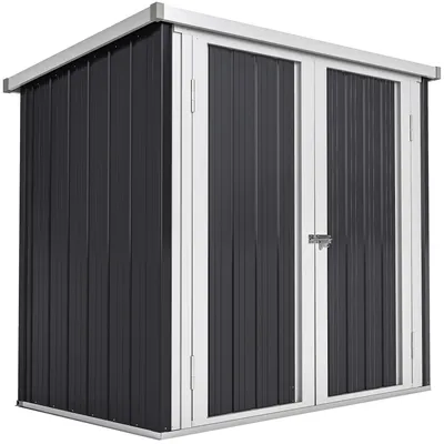 Zdjęcie produktu dla Domek ogrodowy – budka narzędziowa metalowa – 1,26 m² – wodoszczelna, 2 zamykane na klucz drzwi, wymiary: 147 x 86 x 134 cm – kolor: oliwkowy
