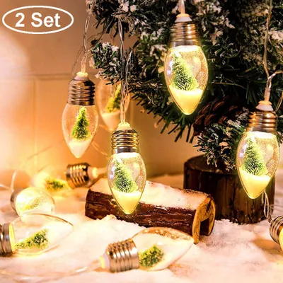 Obrázek produktu pro 2 kusy pohádkových světel 20LEDs 3m vnitřní venkovní vánoční stromek sněhová vločka, vánoční osvětlení na baterie, dekorace pokoj kancelář obchod kavárna