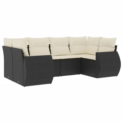 Produktbild von vidaXL 6-tlg. Garten-Sofagarnitur mit Kissen Schwarz Poly Rattan