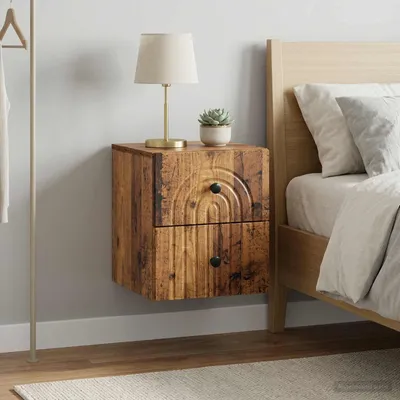 Immagine prodotto di Maison Exclusive - Comodino da parete, set da 2 pezzi, legno di recupero, 33 x 34,5 x 40 cm