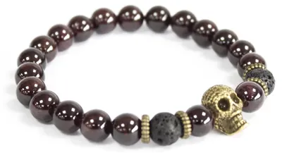 Productafbeelding van Bronsen schedel / Bloedsteen - Armband van edelstenen