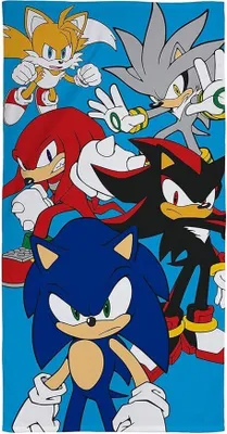 Produktbild von Sonic The Hedgehog - Badetuch "Stars", Baumwolle AG2686 (Einheitsgröße) (Blau/Bunt)