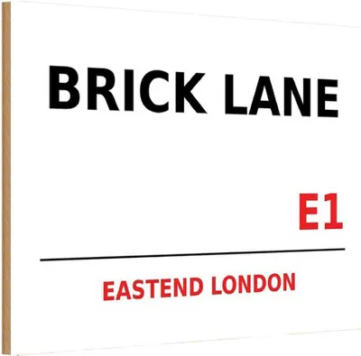 Produktbild von vianmo Holzschild 20x30 cm Street Brick Lane E1 England