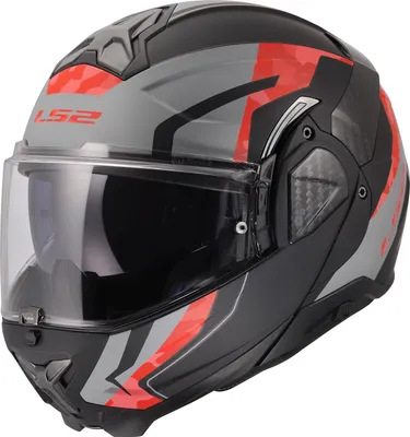 Zdjęcie produktu dla Kask LS2 FF910 Advant II, składany, czarny/szary/czerwony, rozmiar 2XL (63/64)