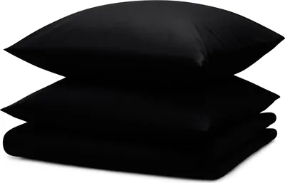 Produktbild von Blumtal Bettwäsche 155x220cm + 2x Kissenbezug 40x80cm - Mikrofaser Bed Sheets 155x220cm - 3-er Set Bettwäsche Schwarz