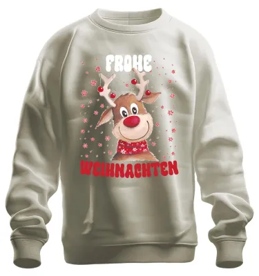 Productafbeelding van Vrolijke Kerst! Schattig hert, rendier - Kerst, kerstmis, uni trui, natuur, maat S