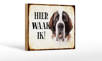 Produktbild von Holzschild Spruch 18x12 cm holländisch Hier Waak ik Bernhardiner Dekoration