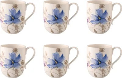 Produktbild von Villeroy & Boch Mariefleur Gris Basic 6er Set Latte Macchiato Becher 480ml
