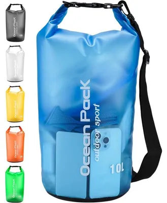 Image de Sac étanche de 20L, 10L, 5L et 2L, sac à dos avec bandoulière, couleur bleu ciel, en PVC