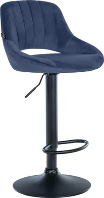 Produktbild von CLP Barhocker Milet Samtbezug höhenverstellbar drehbar mit Rückenlehne blau Gestell Farbe schwarz