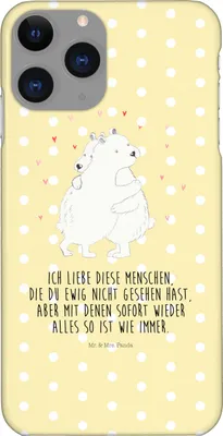 Produktbild von Mr. & Mrs. Panda Iphone 11 Pro Handyhülle Eisbär Umarmen - Gelb Pastell - Geschenk, Premium Kunststoff, Handy Case, Lustige Sprüche