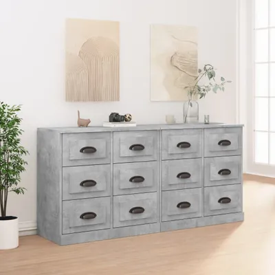 Produktbild von The Living Store Sideboards 2 Stk. Betongrau Holzwerkstoff