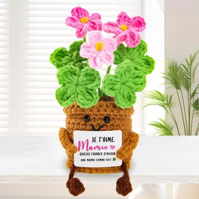 Gehäkeltes vierblättriges Kleeblatt, 13 cm, 1 Stück
