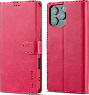 Produktbild von Hülle für iPhone 16 Pro, Klapphüllen Brieftasche Leder Magnetverschluss Ständer Schutzhülle Rosa