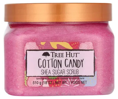 Produktbild von Tree Hut Baumwolle Candy, Körperpeeling, Frauen, Jeder Hauttyp, Exfoliation, Glättend, Auffrischend, Sheabutter, Sucrose, Glycerin, Polysorbate 20, Silica, Jojoba Esters, Fragaria Vesca (Strawberry) Fruit...