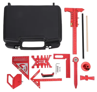 Immagine prodotto di Set di strumenti di misurazione per la lavorazione del legno con custodia, set di strumenti per la tracciatura dei progetti, preciso e veloce per l'assemblaggio di assi di legno