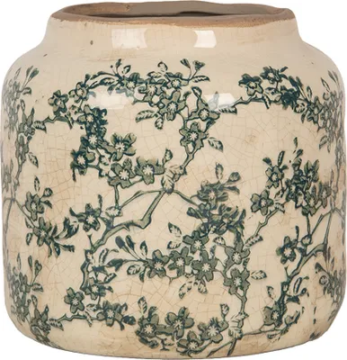 Image de Clayre & Eef Pot de fleurs Ø 15x14 cm Beige Céramique Fleurs
