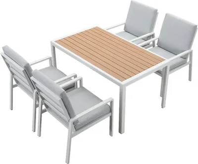 Produktbild von MeXo Gartenmöbel Set Lounge Set Garten-Essgruppe Alu-Möbel Set 5-teile für 4 Personen Garten/Balkon/Terrasse/Outdoor/indoor