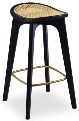 Image de MENZZO Tabouret de bar Yokori en cannage et Bambou Noir