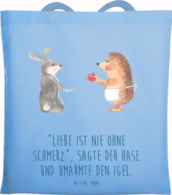 Produktbild von Mr. & Mrs. Panda tragetasche baumwolle Hase Igel - Sky Blue - Geschenk, Einkaufstüte, Herzschmerz, und, canvas tasche, Trösten, Tote Bag, Lustige Sprüche, Beutel