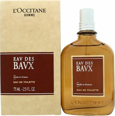 A bottle of L'Occitane Eav Des Bavx Eau de Toilette for men and its packaging.