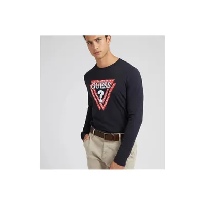 Produktbild von GUESS Herren-T-Shirt mit langen Ärmeln, Rundhalsausschnitt und Slim-Fit-Stretch-Baumwolldruck, Artikel M2BI55J1314, US XL - MEX/ES EG - UK 42 - EUR 52 - IT XL -CAN TG, Cotone 95%,Elasthan 5%